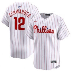 Men Philadelphia Phillies 12 Kyle Schwarber White Home Limited Stitched Jersey