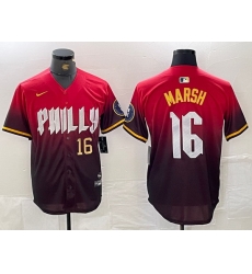 Men Philadelphia Phillies 16 Brandon Marsh Red 2024 City Connect Limited Stitched Jersey 1