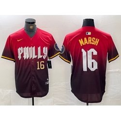 Men Philadelphia Phillies 16 Brandon Marsh Red 2024 City Connect Limited Stitched Jersey 1
