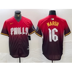 Men Philadelphia Phillies 16 Brandon Marsh Red 2024 City Connect Limited Stitched Jersey