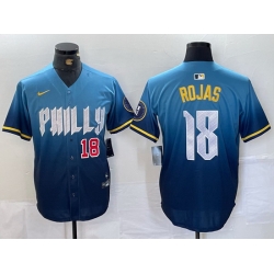 Men Philadelphia Phillies 18 Johan Rojas Blue 2024 City Connect Limited Stitched Jersey 1