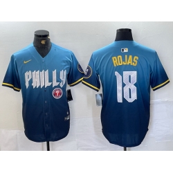 Men Philadelphia Phillies 18 Johan Rojas Blue 2024 City Connect Limited Stitched Jersey 3