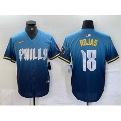Men Philadelphia Phillies 18 Johan Rojas Blue 2024 City Connect Limited Stitched Jersey