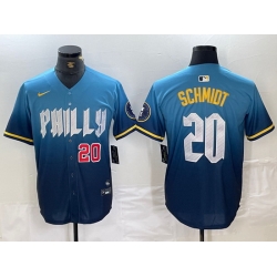 Men Philadelphia Phillies 20 Mike Schmidt Blue 2024 City Connect Limited Stitched Jersey 2