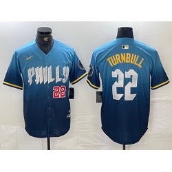 Men Philadelphia Phillies 22 Spencer Turnbull Blue 2024 City Connect Limited Stitched Jersey 1