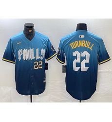 Men Philadelphia Phillies 22 Spencer Turnbull Blue 2024 City Connect Limited Stitched Jersey 2