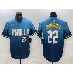 Men Philadelphia Phillies 22 Spencer Turnbull Blue 2024 City Connect Limited Stitched Jersey 2