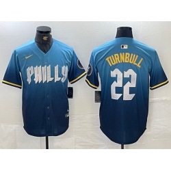Men Philadelphia Phillies 22 Spencer Turnbull Blue 2024 City Connect Limited Stitched Jersey 3