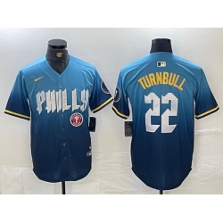Men Philadelphia Phillies 22 Spencer Turnbull Blue 2024 City Connect Limited Stitched Jersey 4