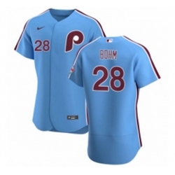 Men Philadelphia Phillies 28 Alec Bohm Men Nike Light Blue Alternate 2020 Authentic Player MLB Jersey
