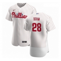 Men Philadelphia Phillies 28 Alec Bohm Men Nike White Home 2020 Authentic Player MLB Jersey
