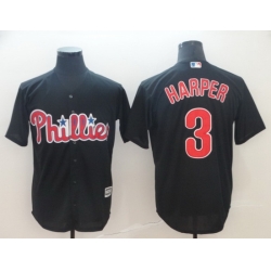 Men Philadelphia Phillies 3 Bryce Harper Black Cool Base Stitched jersey