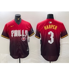 Men Philadelphia Phillies 3 Bryce Harper Red 2024 City Connect Limited Stitched Jersey 1