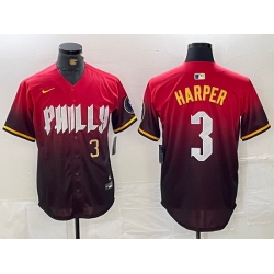 Men Philadelphia Phillies 3 Bryce Harper Red 2024 City Connect Limited Stitched Jersey 2
