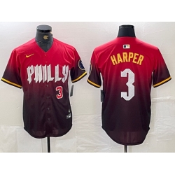 Men Philadelphia Phillies 3 Bryce Harper Red 2024 City Connect Limited Stitched Jersey 3