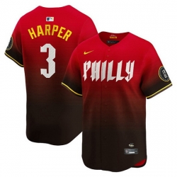 Men Philadelphia Phillies 3 Bryce Harper Red 2024 City Connect Limited Stitched Jersey