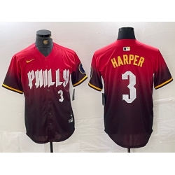 Men Philadelphia Phillies 3 Bryce Harper Red 2024 City Connect Limited Stitched Jersey
