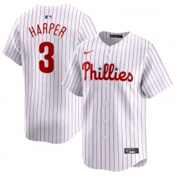 Men Philadelphia Phillies 3 Bryce Harper White Home Limited Stitched Jersey
