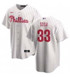 Men Philadelphia Phillies 33 Edmundo Sosa White Cool Base Stitched Baseball Jersey