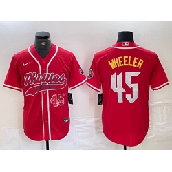 Men Philadelphia Phillies 45 Zack Wheeler Red 2024 City Connect Limited Stitched Baseball Jersey 2