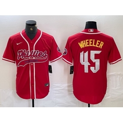 Men Philadelphia Phillies 45 Zack Wheeler Red 2024 City Connect Limited Stitched Baseball Jersey 3