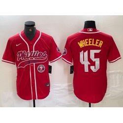 Men Philadelphia Phillies 45 Zack Wheeler Red 2024 City Connect Limited Stitched Baseball Jersey 4