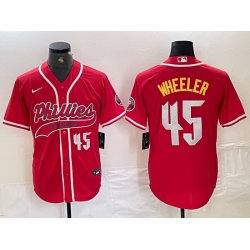 Men Philadelphia Phillies 45 Zack Wheeler Red 2024 City Connect Limited Stitched Baseball Jersey 5