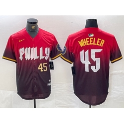 Men Philadelphia Phillies 45 Zack Wheeler Red 2024 City Connect Limited Stitched Jersey 3
