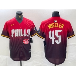 Men Philadelphia Phillies 45 Zack Wheeler Red 2024 City Connect Limited Stitched Jersey 5