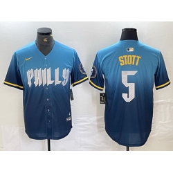 Men Philadelphia Phillies 5 Bryson Stott Blue 2024 City Connect Limited Stitched Jersey 1