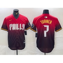 Men Philadelphia Phillies 7 Trea Turner Red 2024 City Connect Limited Stitched Jersey 1
