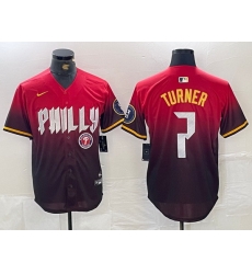 Men Philadelphia Phillies 7 Trea Turner Red 2024 City Connect Limited Stitched Jersey 4