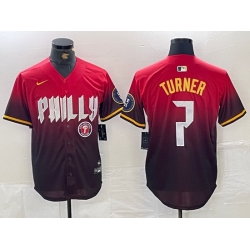 Men Philadelphia Phillies 7 Trea Turner Red 2024 City Connect Limited Stitched Jersey 4