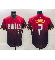 Men Philadelphia Phillies 7 Trea Turner Red 2024 City Connect Limited Stitched Jersey