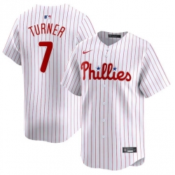 Men Philadelphia Phillies 7 Trea Turner White Home Limited Stitched Jersey