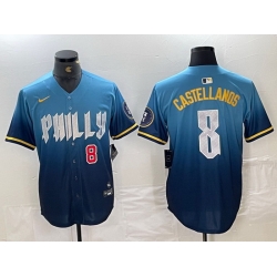 Men Philadelphia Phillies 8 Nick Castellanos Blue 2024 City Connect Limited Stitched Jersey 3