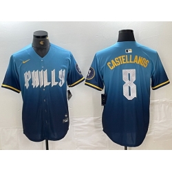 Men Philadelphia Phillies 8 Nick Castellanos Blue 2024 City Connect Limited Stitched Jersey 4