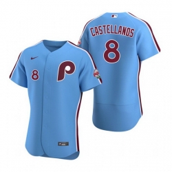 Men Philadelphia Phillies 8 Nick Castellanos Blue Flex Base Stitched Baseball jersey