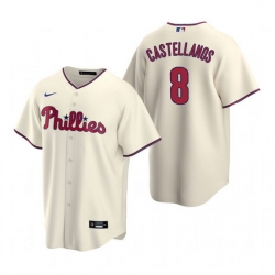 Men Philadelphia Phillies 8 Nick Castellanos Cream Cool Base Stitched Jerse