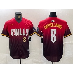 Men Philadelphia Phillies 8 Nick Castellanos Red 2024 City Connect Limited Stitched Jersey 2