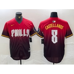 Men Philadelphia Phillies 8 Nick Castellanos Red 2024 City Connect Limited Stitched Jersey 3