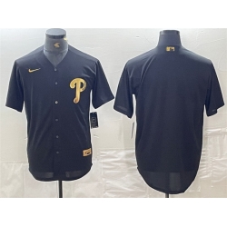 Men Philadelphia Phillies Blank Black Cool Base Stitched Baseball Jersey