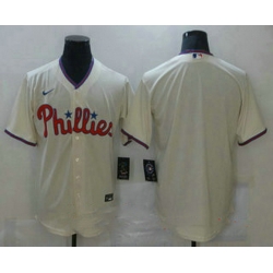 Men Philadelphia Phillies Blank Cream Stitched MLB Cool Base Nike Jersey