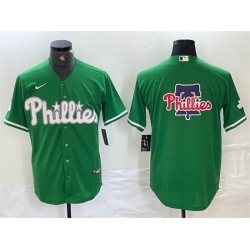 Men Philadelphia Phillies Green Team Big Logo Cool Base Stitched Baseball Jerseys