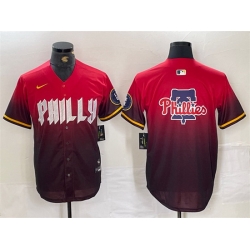 Men Philadelphia Phillies Red Team Big Logo 2024 City Connect Limited Stitched Baseball Jersey 1