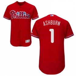 Mens Majestic Philadelphia Phillies 1 Richie Ashburn Red Alternate Flex Base Authentic Collection MLB Jersey