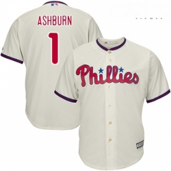 Mens Majestic Philadelphia Phillies 1 Richie Ashburn Replica Cream Alternate Cool Base MLB Jersey