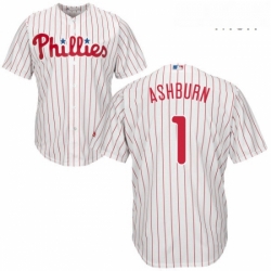 Mens Majestic Philadelphia Phillies 1 Richie Ashburn Replica WhiteRed Strip Home Cool Base MLB Jersey