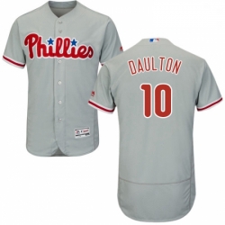 Mens Majestic Philadelphia Phillies 10 Darren Daulton Grey Road Flex Base Authentic Collection MLB Jersey
