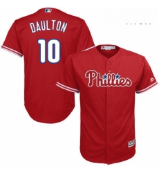 Mens Majestic Philadelphia Phillies 10 Darren Daulton Replica Red Alternate Cool Base MLB Jersey